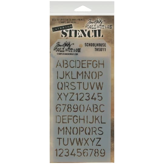 Stampers Anonymous Tim Holtz&#xAE; Schoolhouse Alphabet Layering Stencil, 4&#x22; x 8.5&#x22;